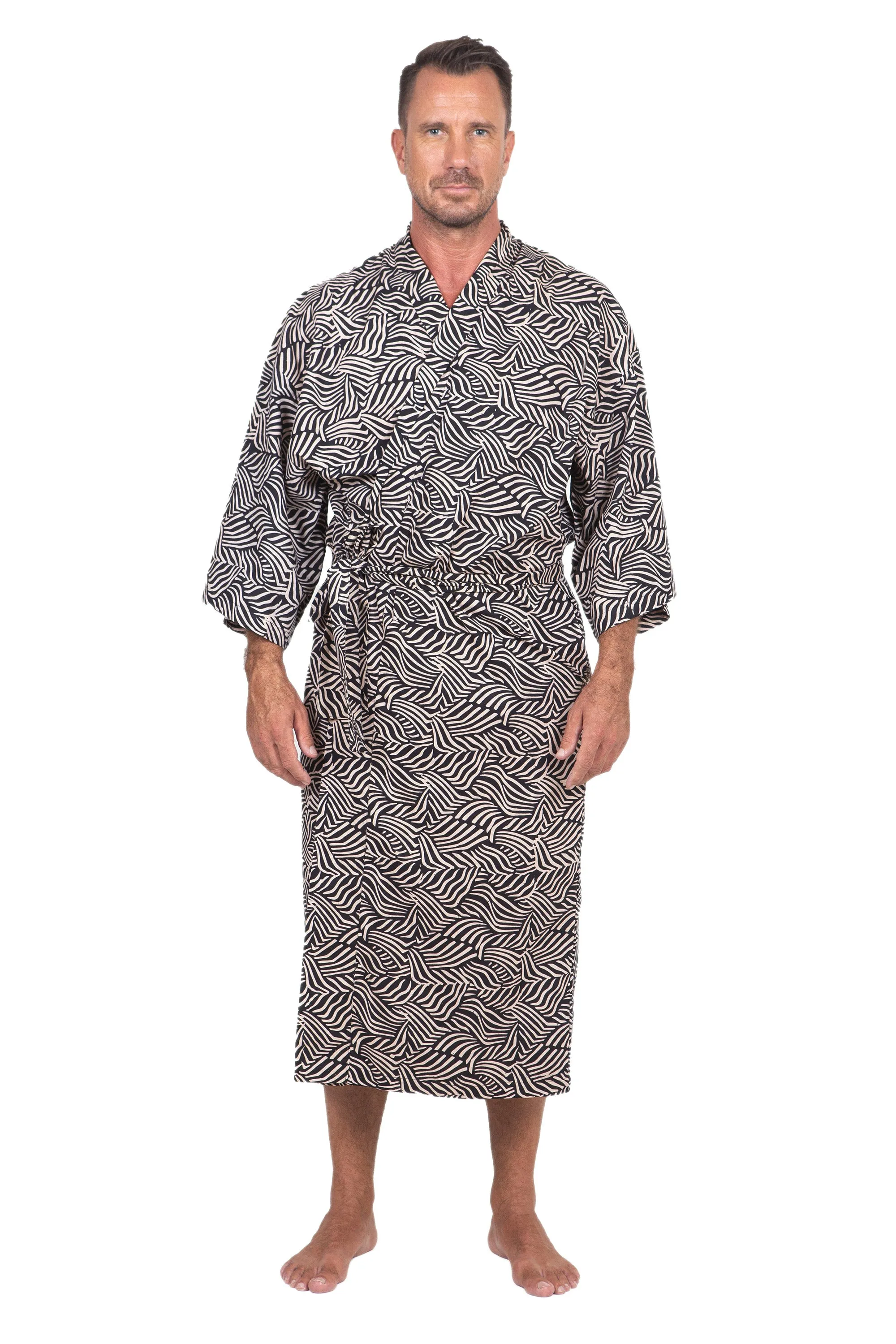 100% Cotton Artisan Batik Robe - Bedeg | NOVICA