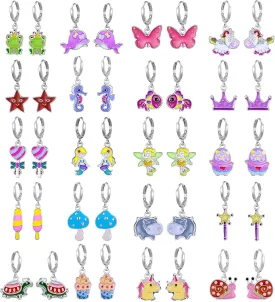 20 Pairs Hypoallergenic Earrings for Girls- Cute Dangle Earrings with Mini Hoop Earrings for Teen Girls
