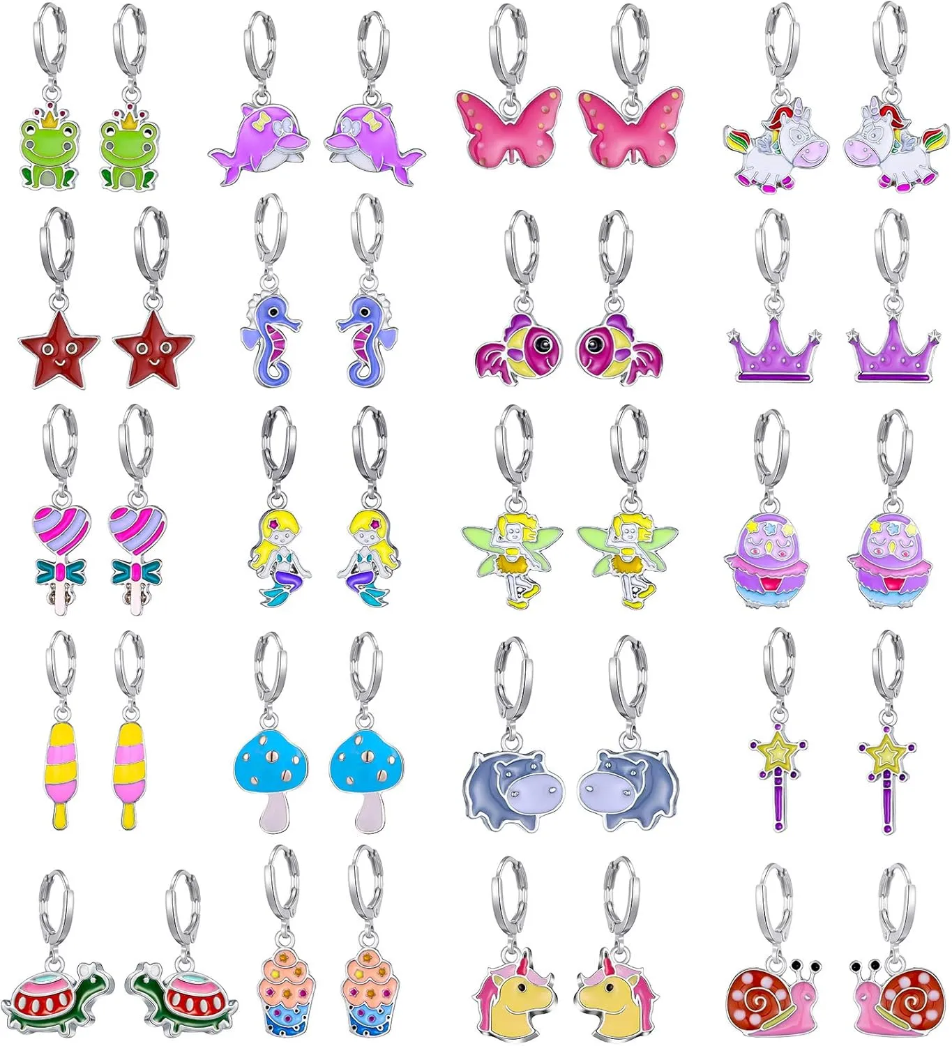 20 Pairs Hypoallergenic Earrings for Girls- Cute Dangle Earrings with Mini Hoop Earrings for Teen Girls