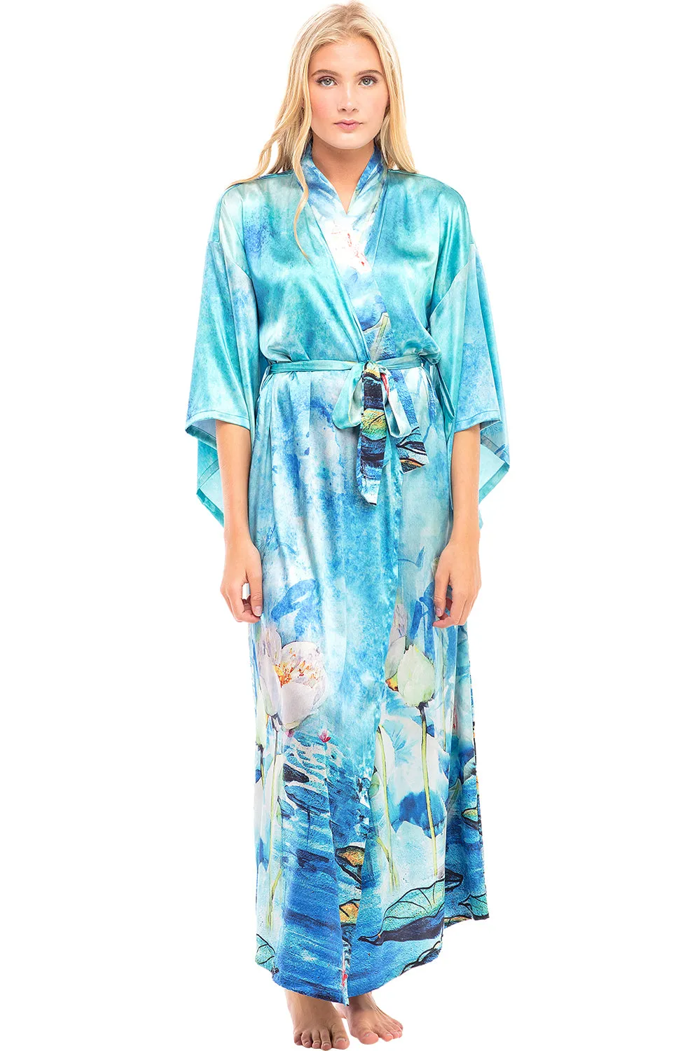 Alexander Del Rossa Women's Classic Long Satin Robe