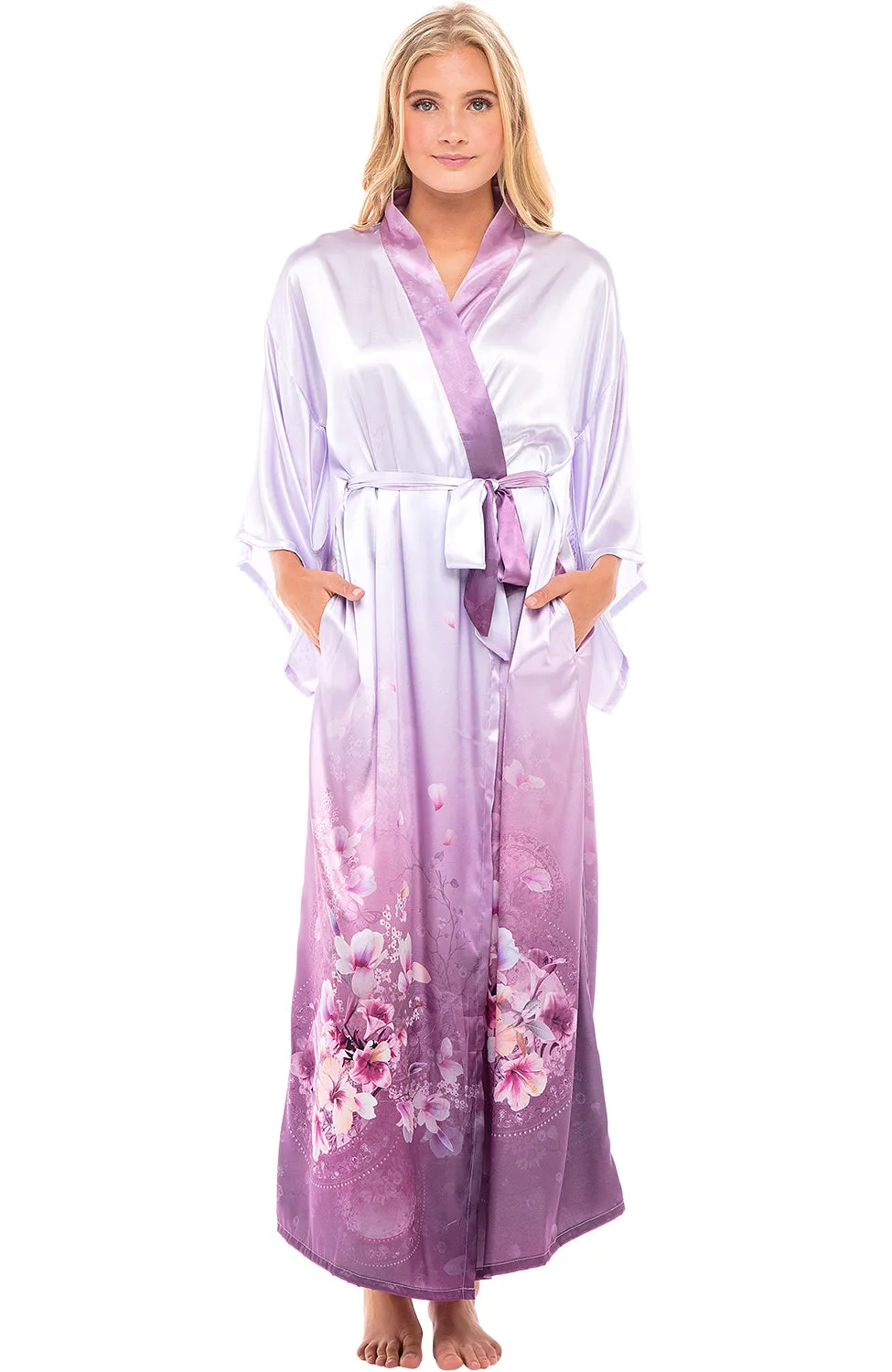 Alexander Del Rossa Women's Classic Long Satin Robe