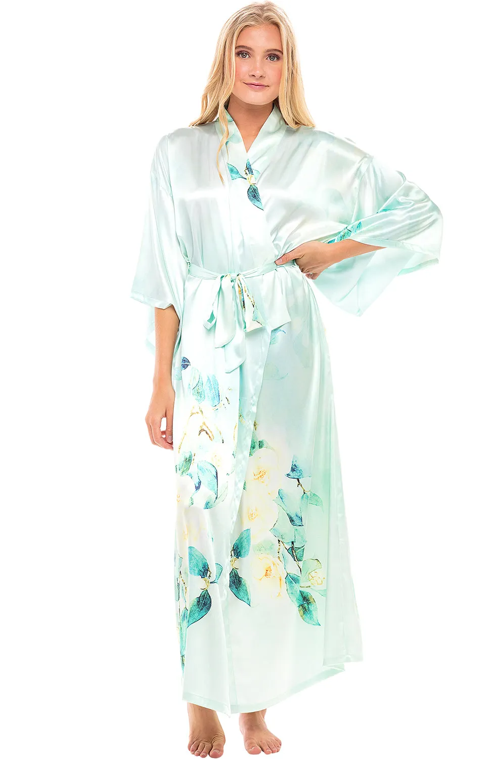 Alexander Del Rossa Women's Classic Long Satin Robe