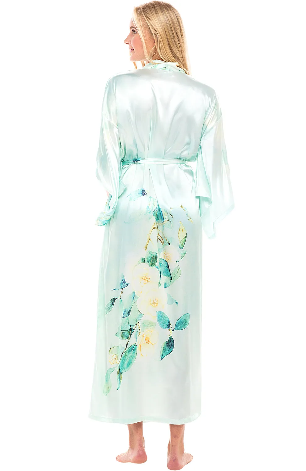 Alexander Del Rossa Women's Classic Long Satin Robe