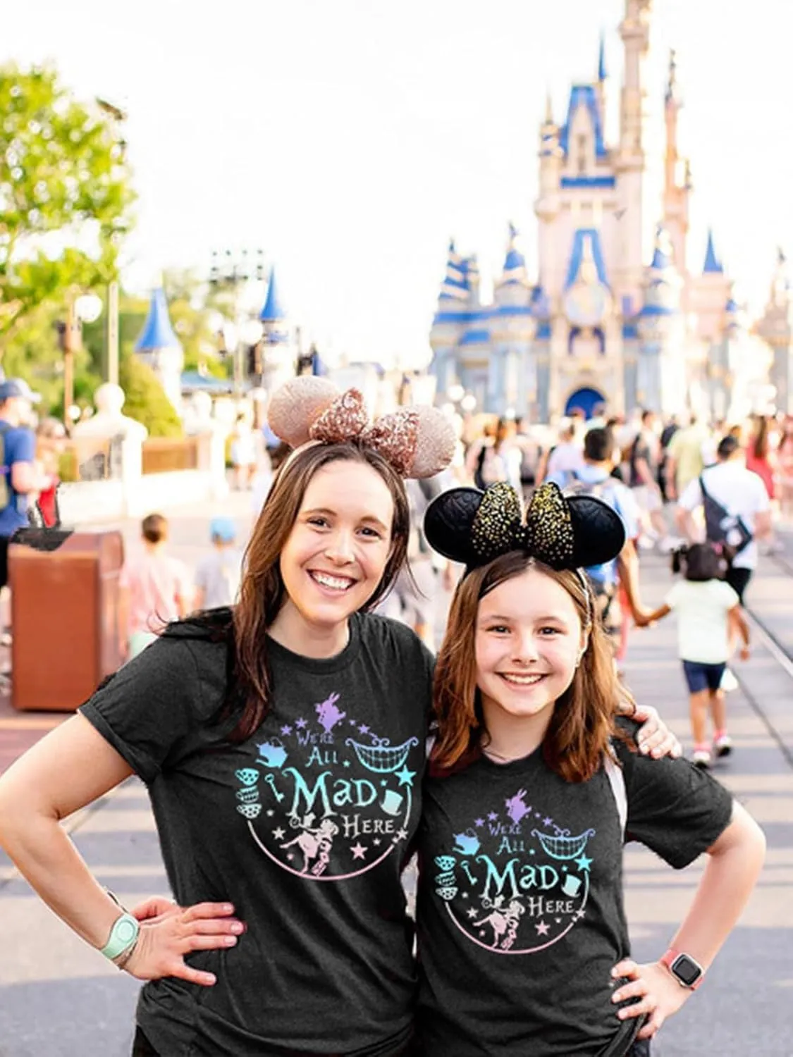 Alice in Wonderland Shirt Women Vacation Shirts We're All Mad Here Tshirt Mad Tea Party Shirt Cute Graphic Tee Tops