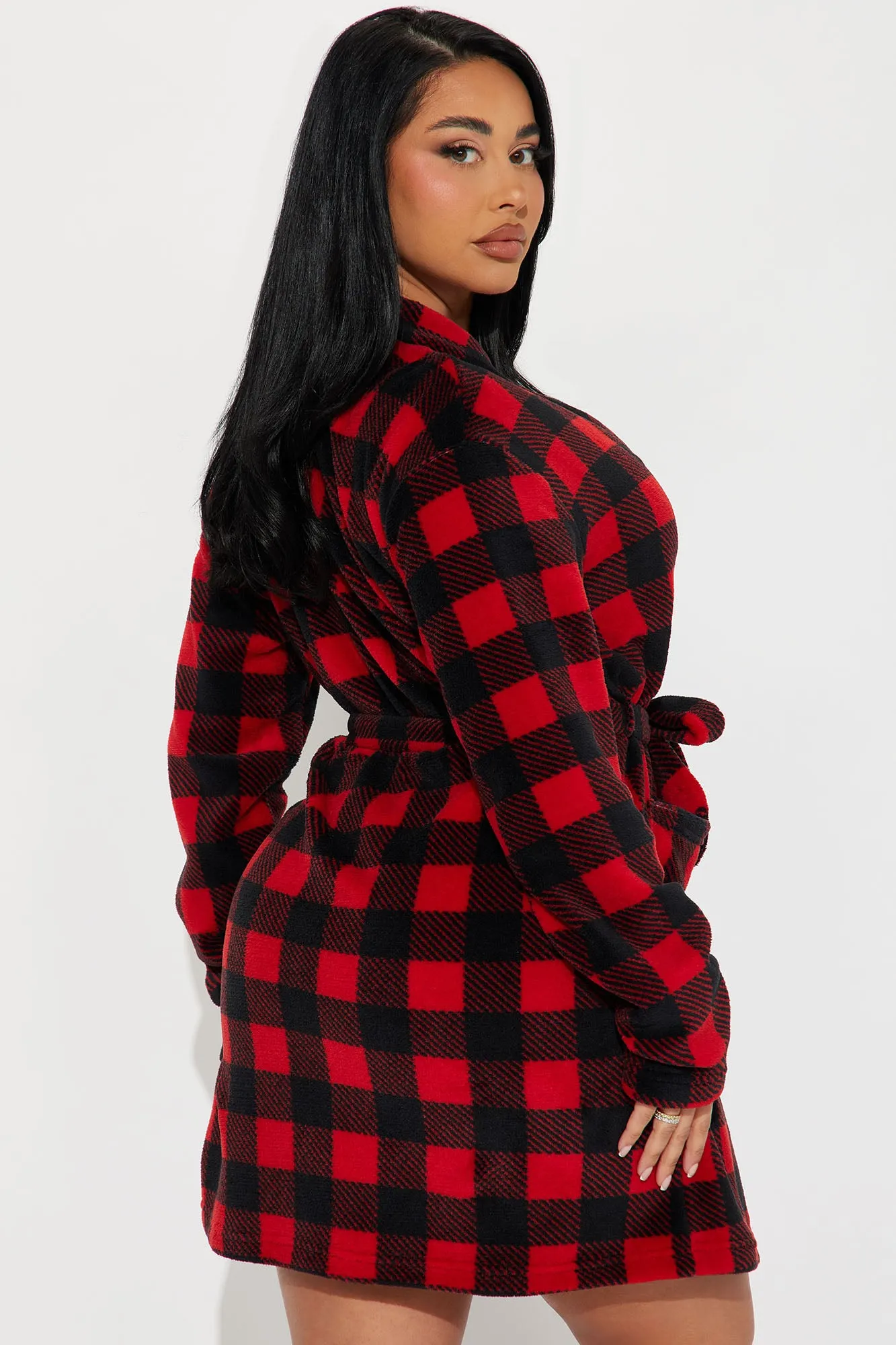Always Cozy Plush PJ Robe - Red/Black