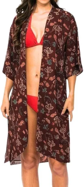 Aulin Collection Womens USA Made Casual Cover Up Cape Gown Robe Cardigan Kimono