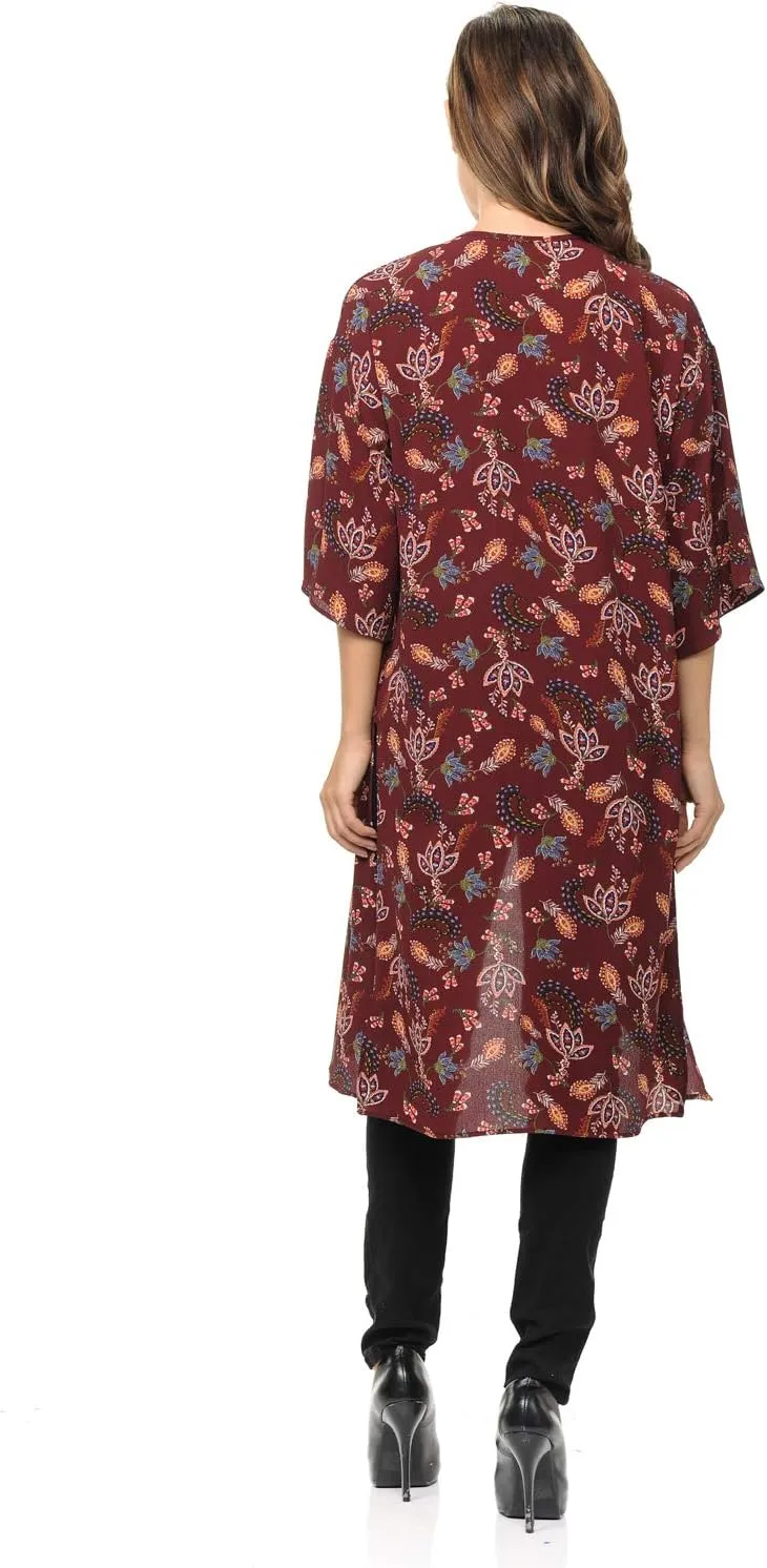 Aulin Collection Womens USA Made Casual Cover Up Cape Gown Robe Cardigan Kimono