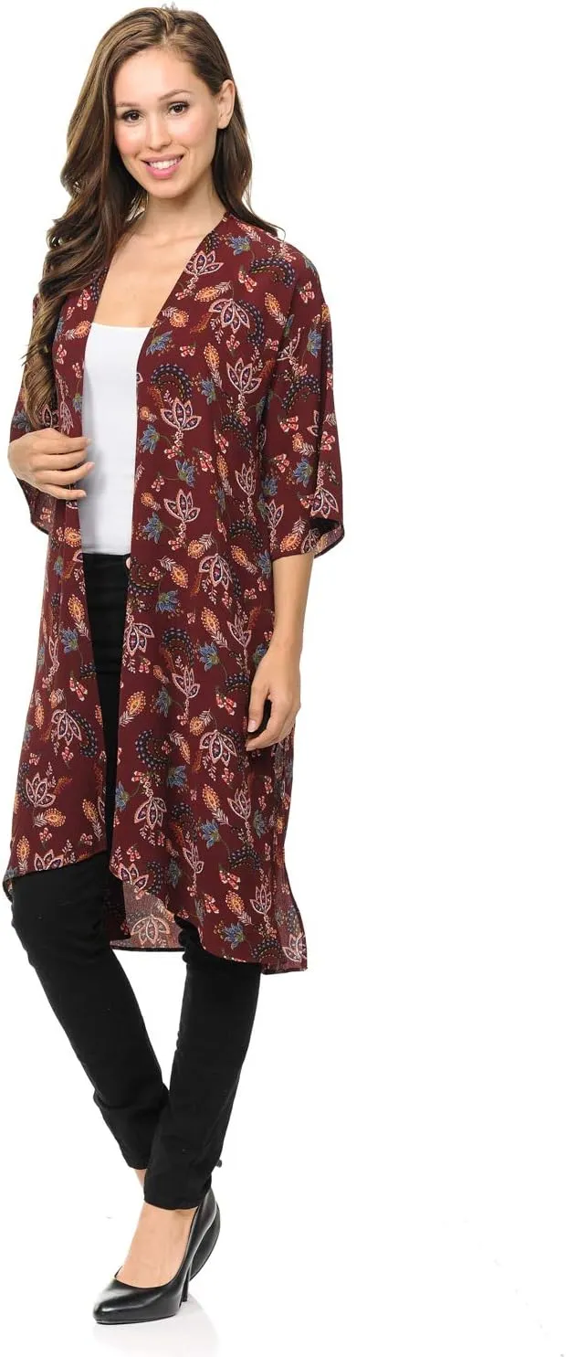 Aulin Collection Womens USA Made Casual Cover Up Cape Gown Robe Cardigan Kimono