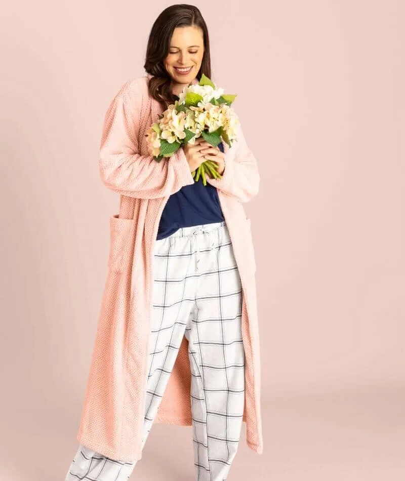 Ava & Audrey Betty Jacquard Fleece Robe - Blush