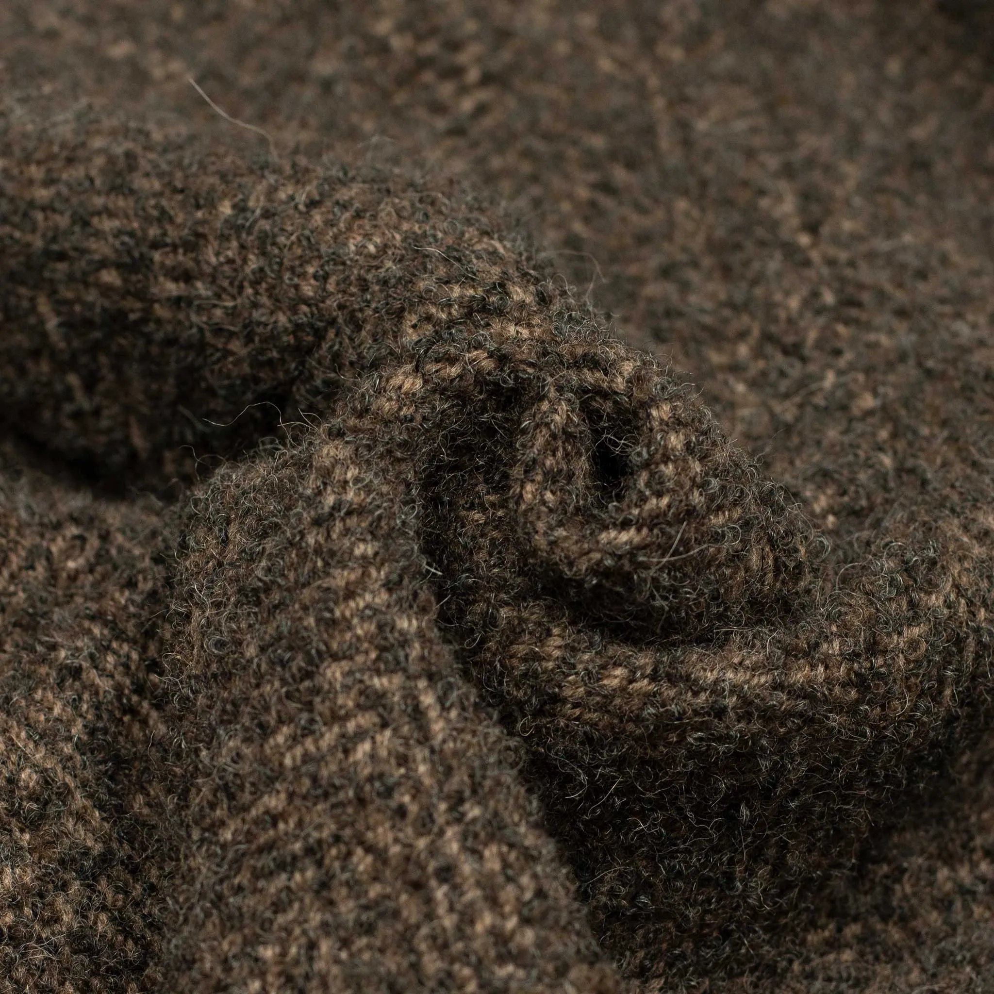 Belted robe coat in mixed brown wool boucle