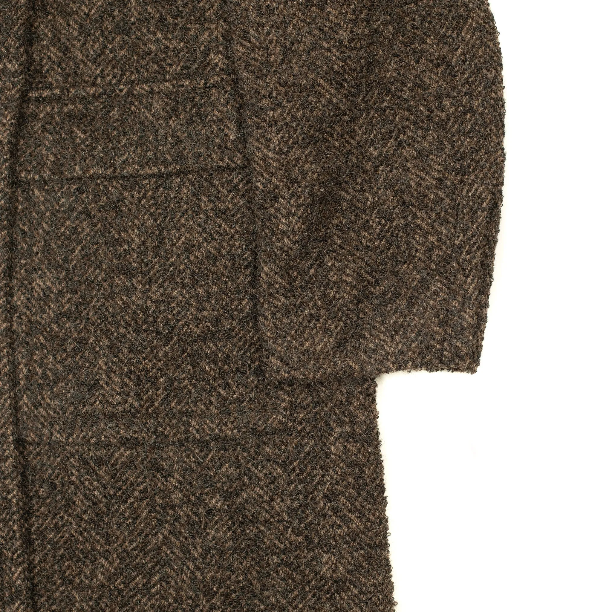 Belted robe coat in mixed brown wool boucle