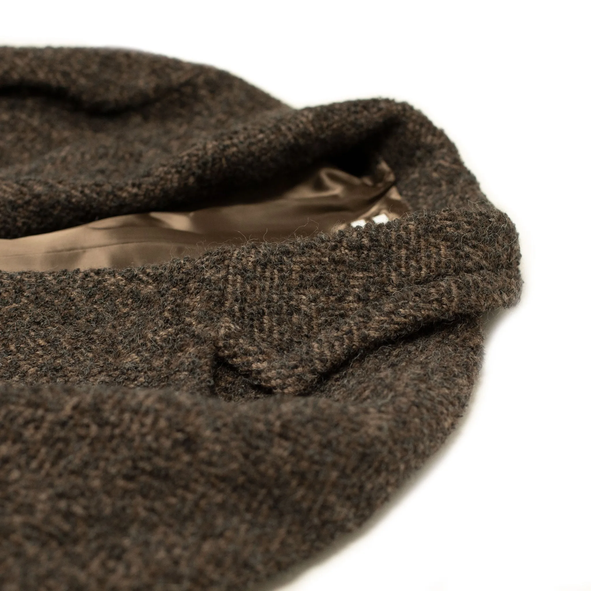 Belted robe coat in mixed brown wool boucle