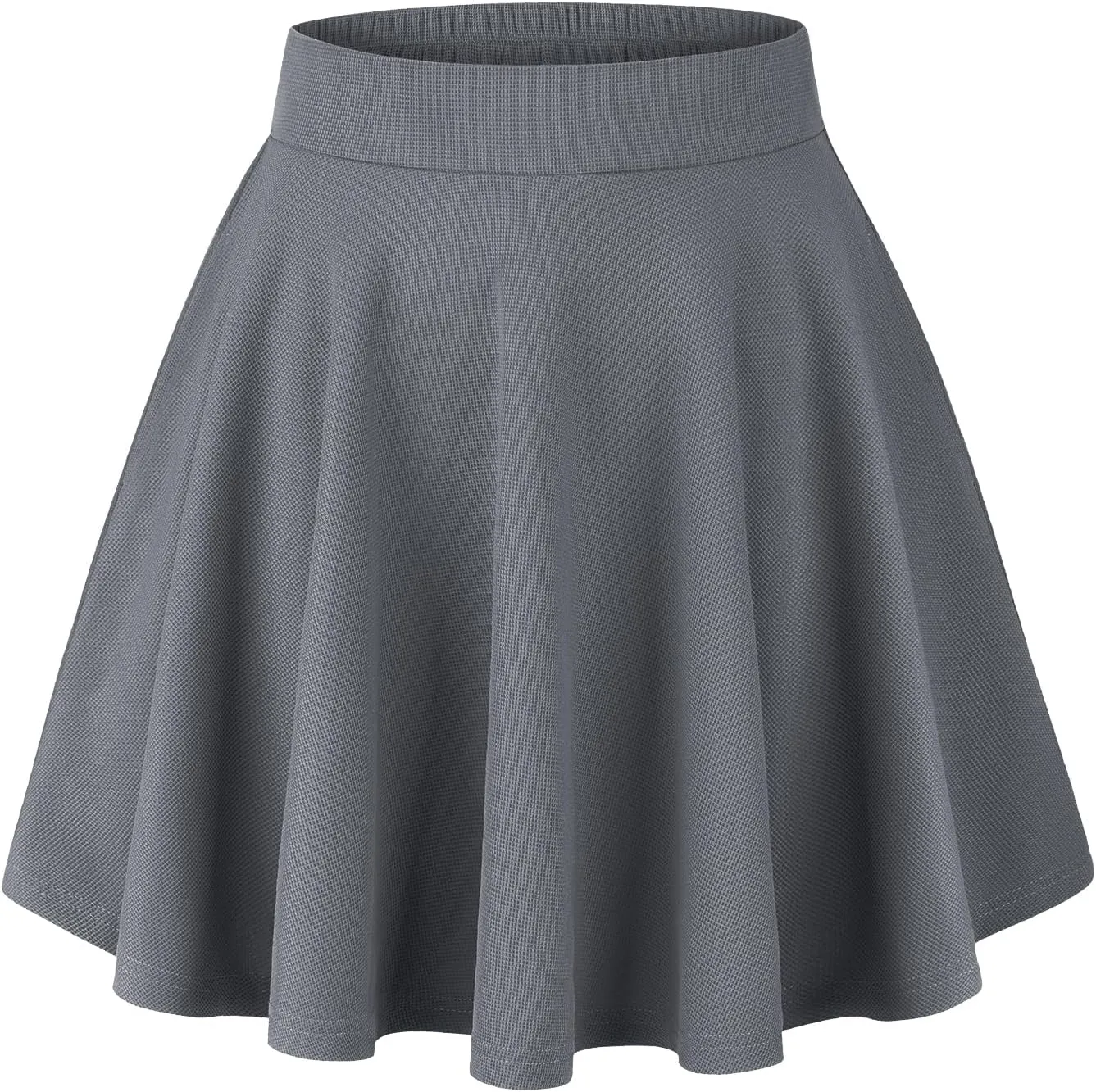 BLEVONH Women's Basic Versatile Stretchy Flared Casual Mini Skater Skirt with Pockets High Waisted Cute Short Skirts 2 Pack