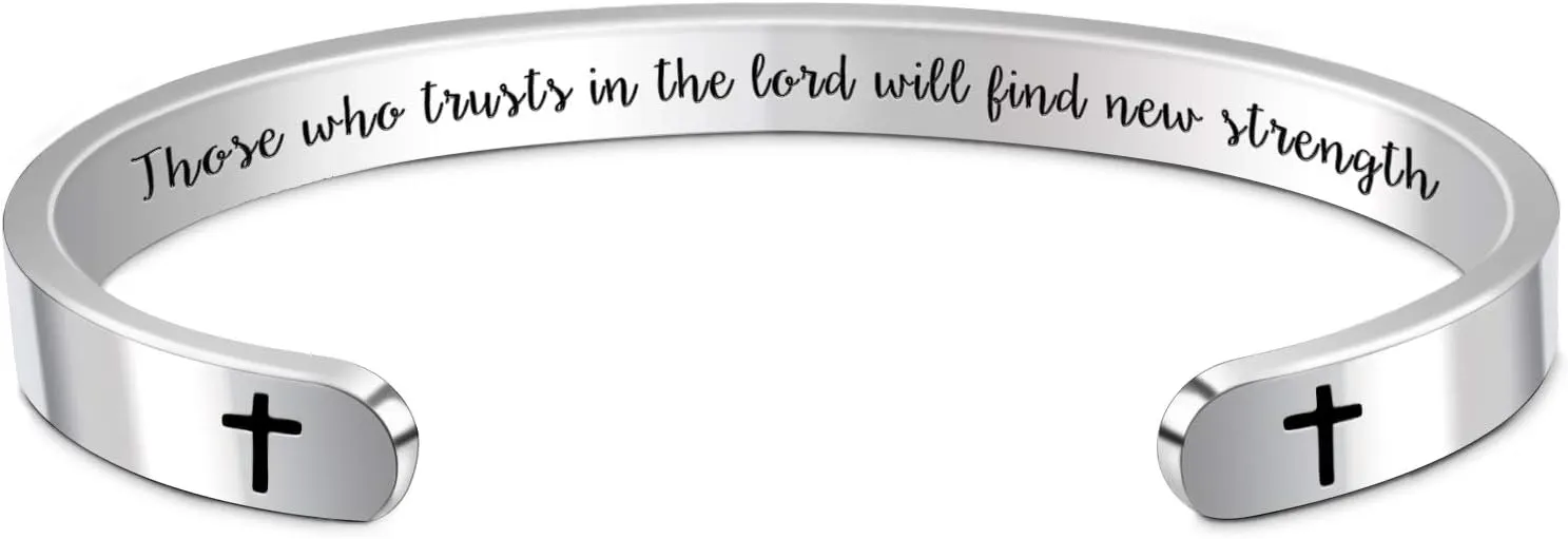 Christian Gifts for Women Inspirational Religious Bracelets for Women Her Girls Cuff Bangle Mens Bracelets Bible Verse Faith Baptism Gifts for Teenage Girls Mantra Quotes Engraved Jewelry