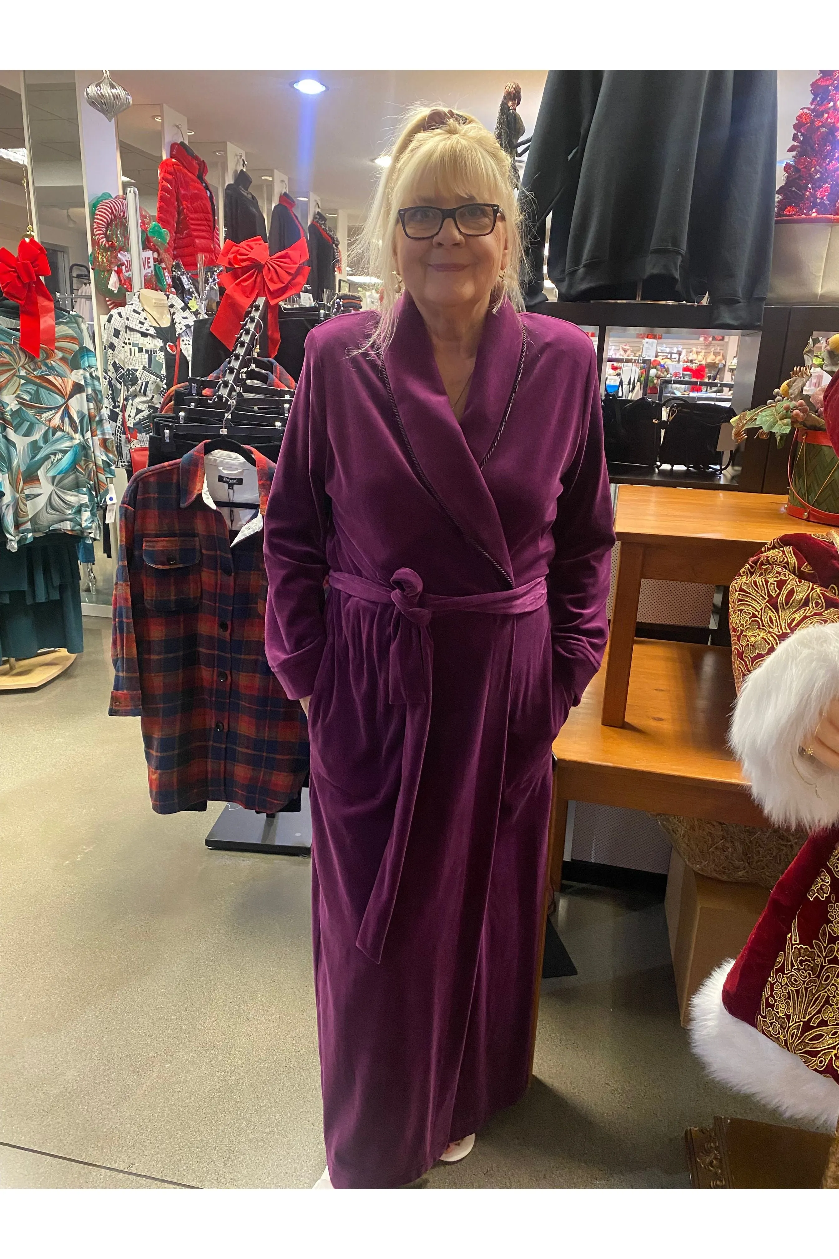 Plush Diamond Tea Cotton Velour Wrap Robe - Luxurious Comfort & Style 171-1