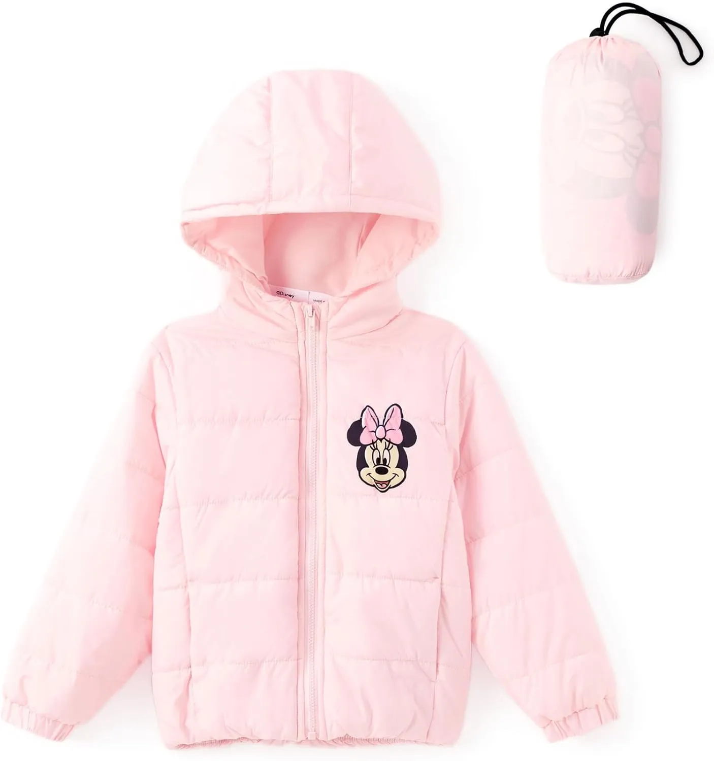 Disney Frozen Elsa Princess Belle Moana Minnie Toddler Girl Puffer Jacket Lightweight Packable Warmth Winter Coat 2-10 Years