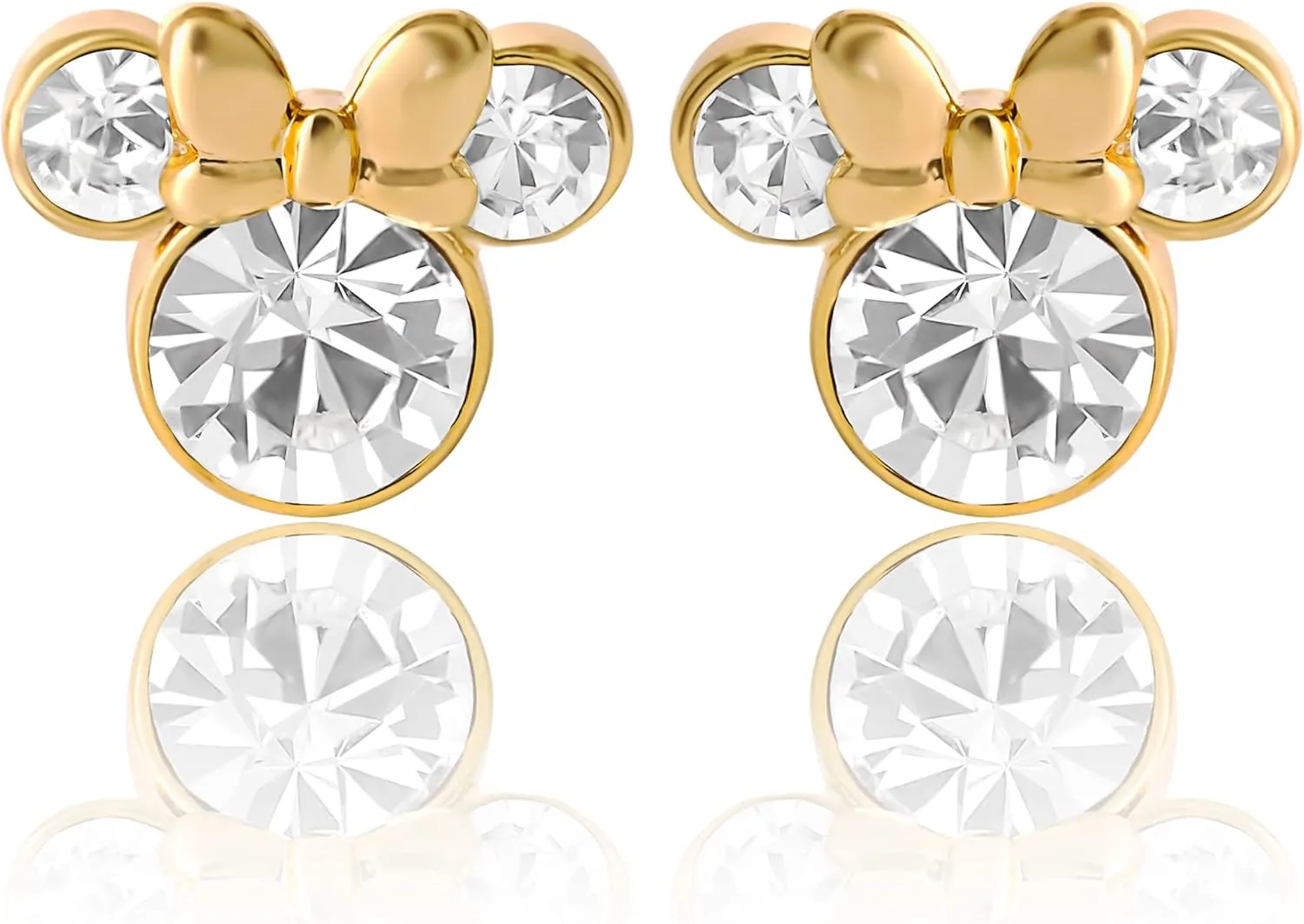 Disney Minnie Mouse or Mickey Mouse Hoop Earrings for Women Official License, Gold or Silver-Plated Cubic Zirconia Hoops