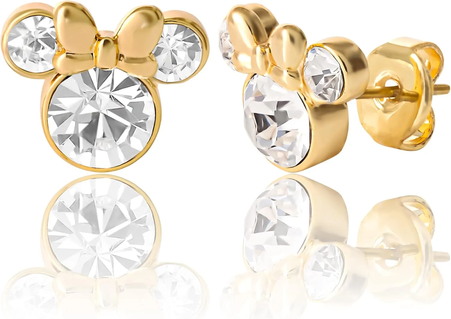 Disney Minnie Mouse or Mickey Mouse Hoop Earrings for Women Official License, Gold or Silver-Plated Cubic Zirconia Hoops
