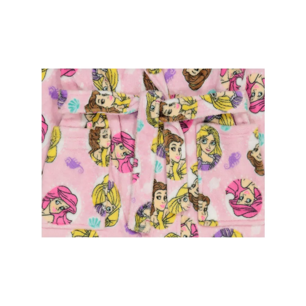 Disney Princess Girls Pajama Robe Plush Velvet Fleece Bathrobe, 4-10, Pink