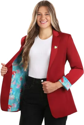 Disney The Little Mermaid Women's Blazer | Fully Lined Blazer with Satin Fabric & Flounder Enamel Pin