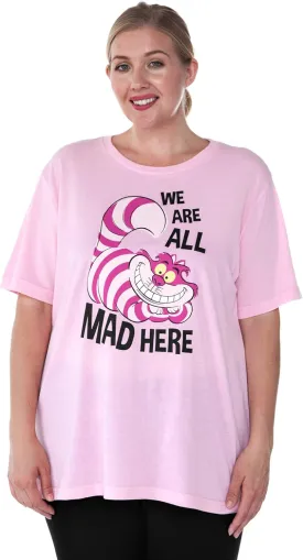 Disney Womens Plus Size T-Shirt Cheshire Cat Alice in Wonderland Print Size 4X
