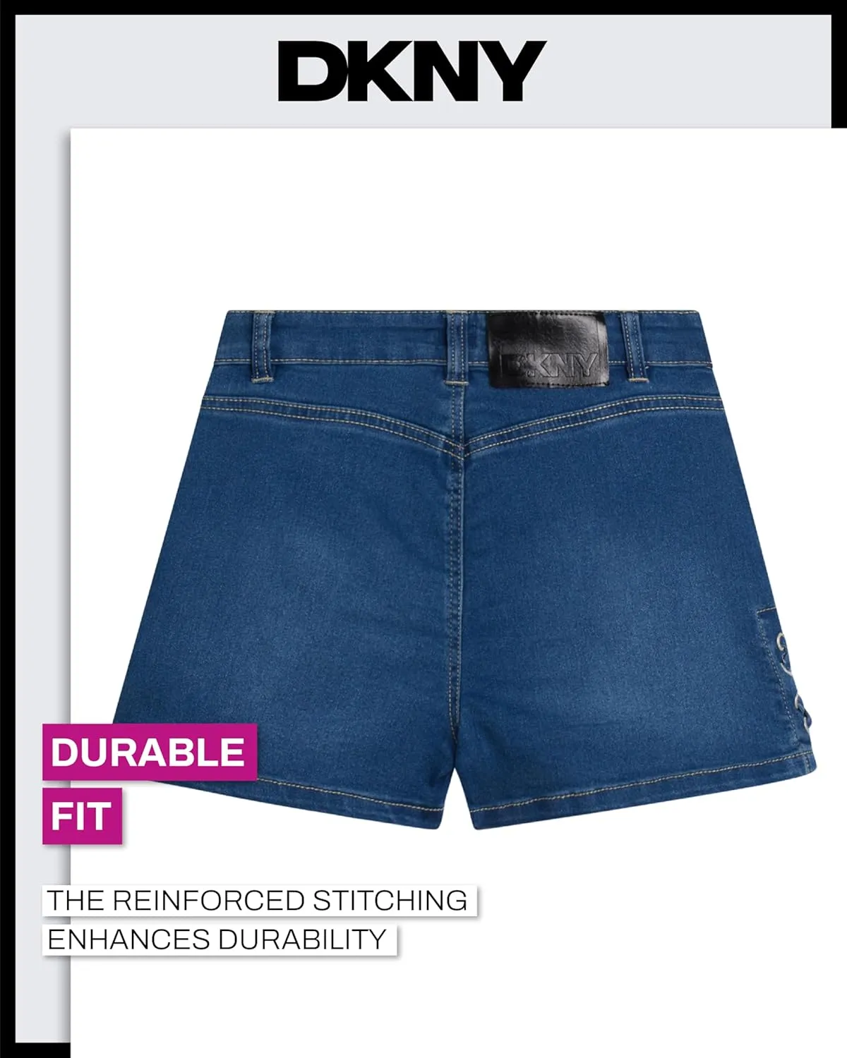 DKNY Girls' Denim Skort - High-Waisted Casual Everyday Mini Skort Skirts for Girls with Pockets (Sizes: 7-16)