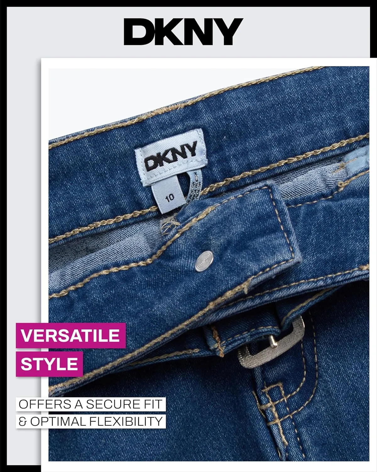 DKNY Girls' Denim Skort - High-Waisted Casual Everyday Mini Skort Skirts for Girls with Pockets (Sizes: 7-16)