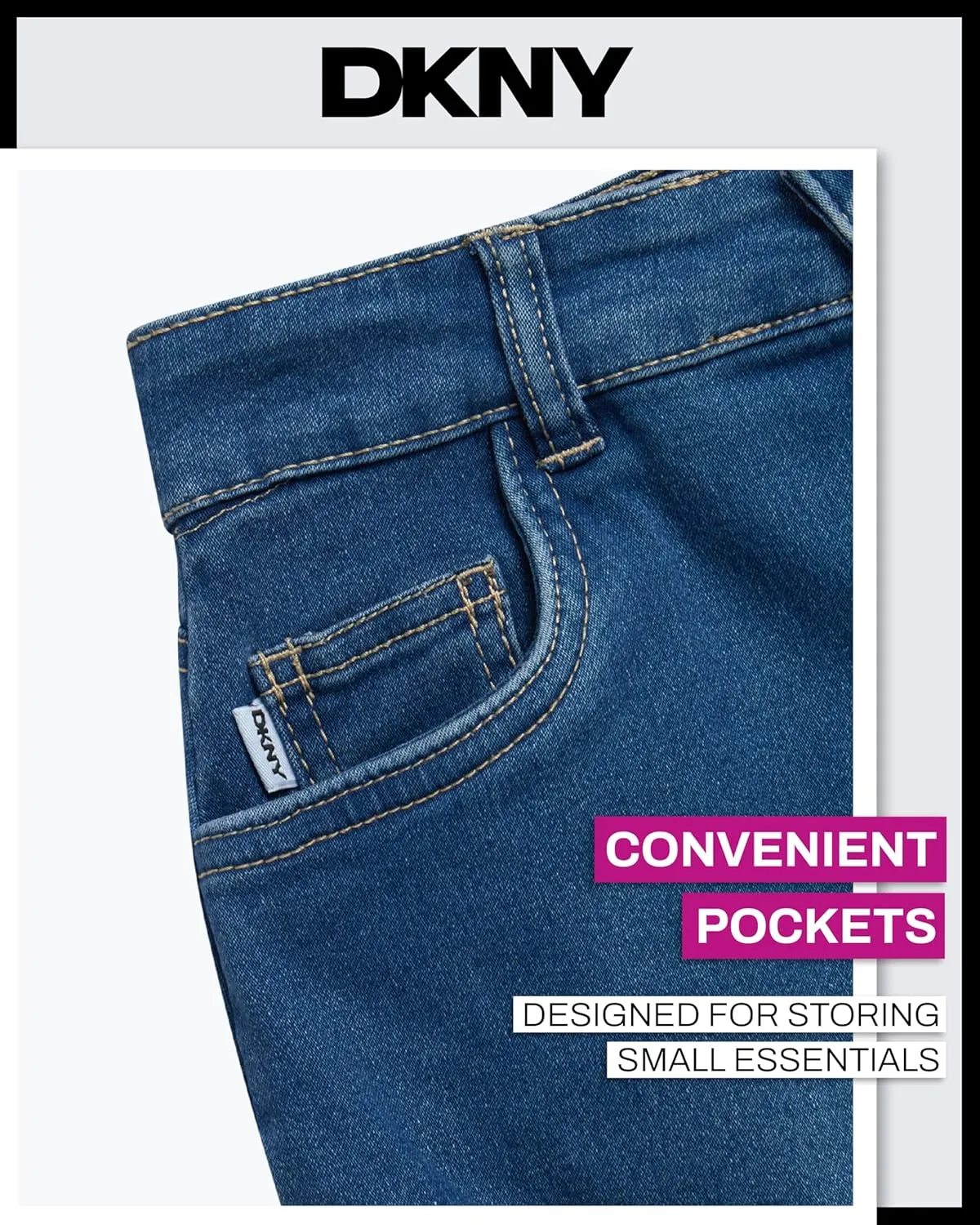 DKNY Girls' Denim Skort - High-Waisted Casual Everyday Mini Skort Skirts for Girls with Pockets (Sizes: 7-16)