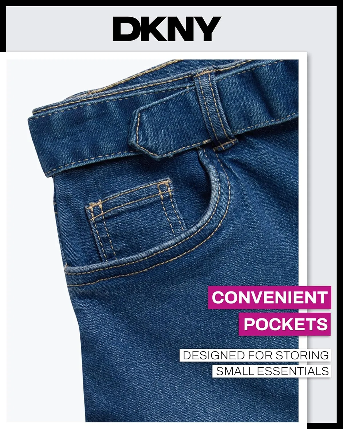 DKNY Girls' Denim Skort - High-Waisted Casual Everyday Mini Skort Skirts for Girls with Pockets (Sizes: 7-16)