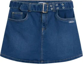DKNY Girls' Denim Skort - High-Waisted Casual Everyday Mini Skort Skirts for Girls with Pockets (Sizes: 7-16)