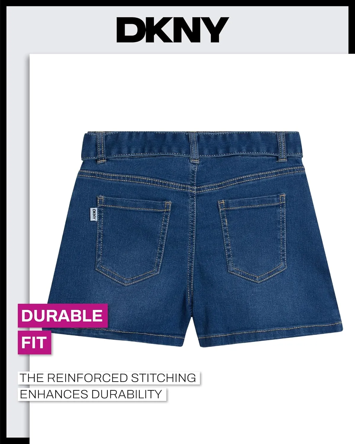 DKNY Girls' Denim Skort - High-Waisted Casual Everyday Mini Skort Skirts for Girls with Pockets (Sizes: 7-16)