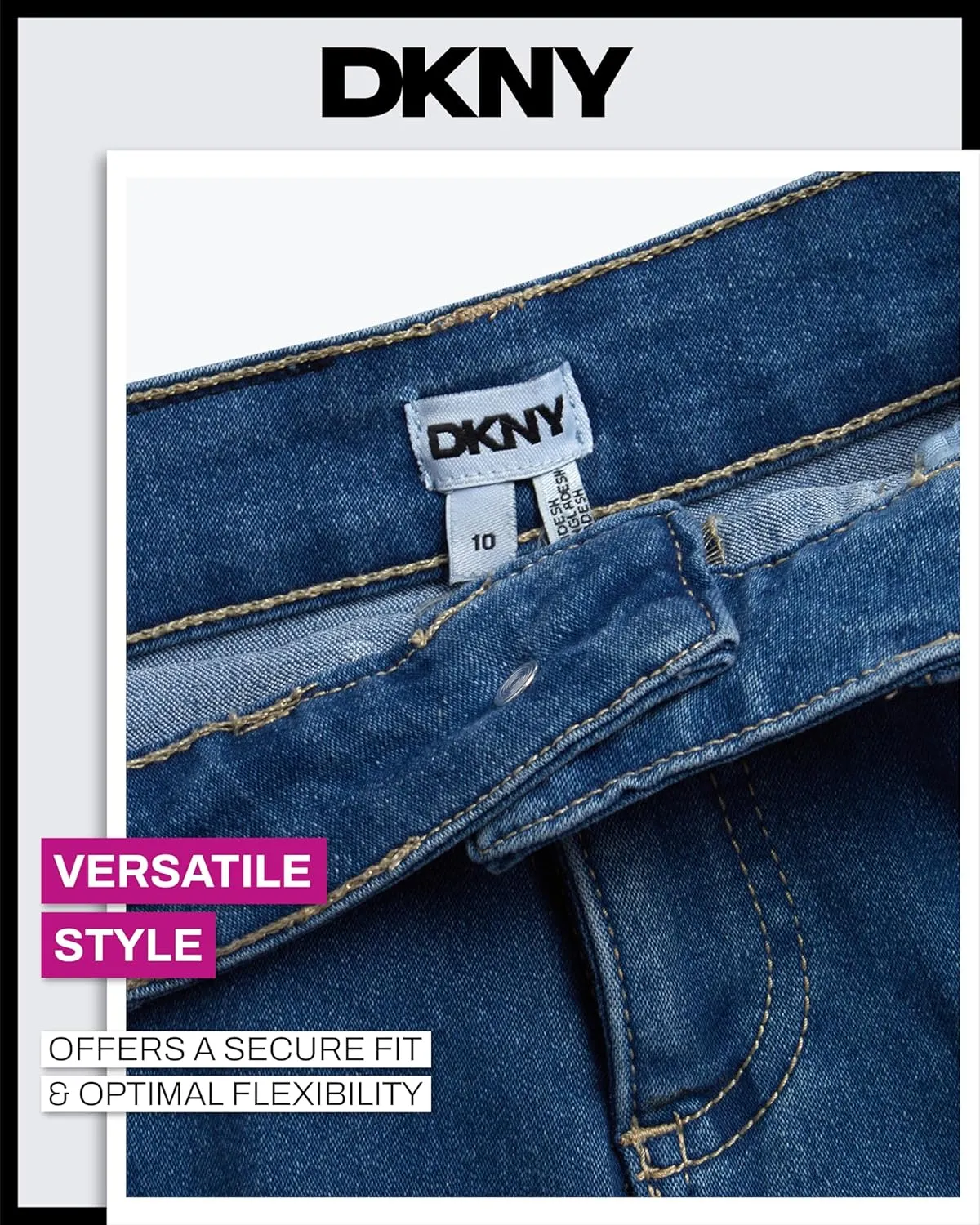 DKNY Girls' Denim Skort - High-Waisted Casual Everyday Mini Skort Skirts for Girls with Pockets (Sizes: 7-16)