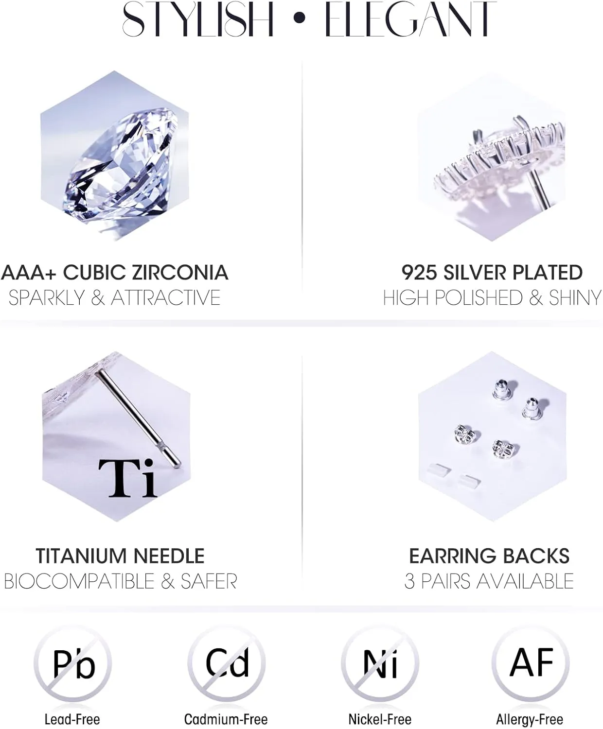 Earrings Holy Stud Earrings for Girls/Women, Sliver Gold Wedding Earrings for Bridesmaids