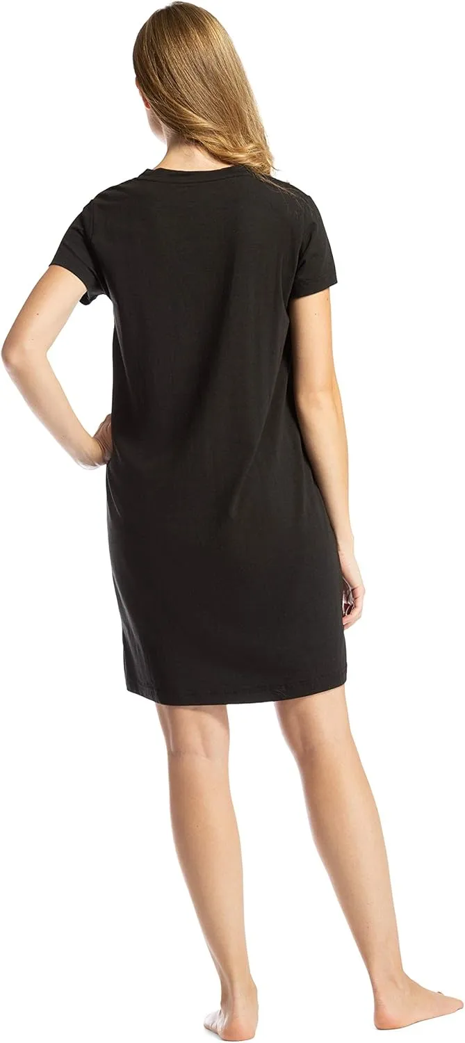 Fishers Finery Women's Organic Cotton and Rayon Blend Short Sleeve Sleep Dress Sleep Shirt