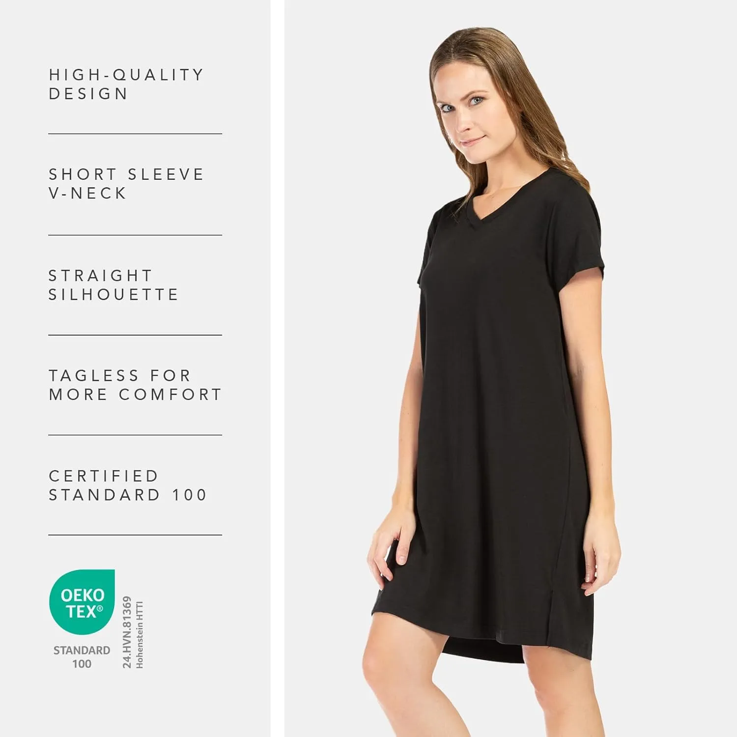 Fishers Finery Women's Organic Cotton and Rayon Blend Short Sleeve Sleep Dress Sleep Shirt