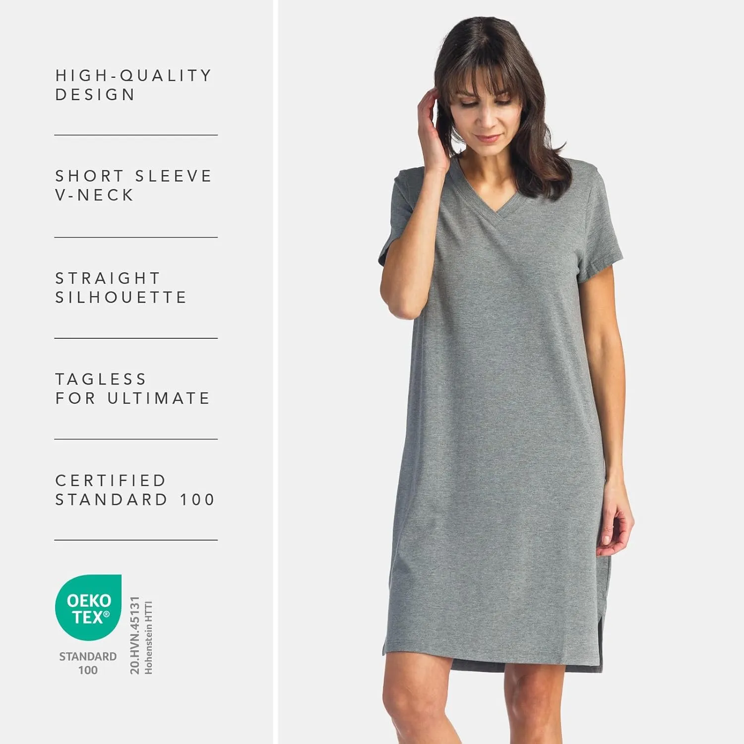 Fishers Finery Women's Organic Cotton and Rayon Blend Short Sleeve Sleep Dress Sleep Shirt