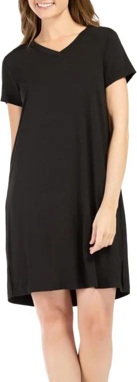 Fishers Finery Women's Organic Cotton and Rayon Blend Short Sleeve Sleep Dress Sleep Shirt