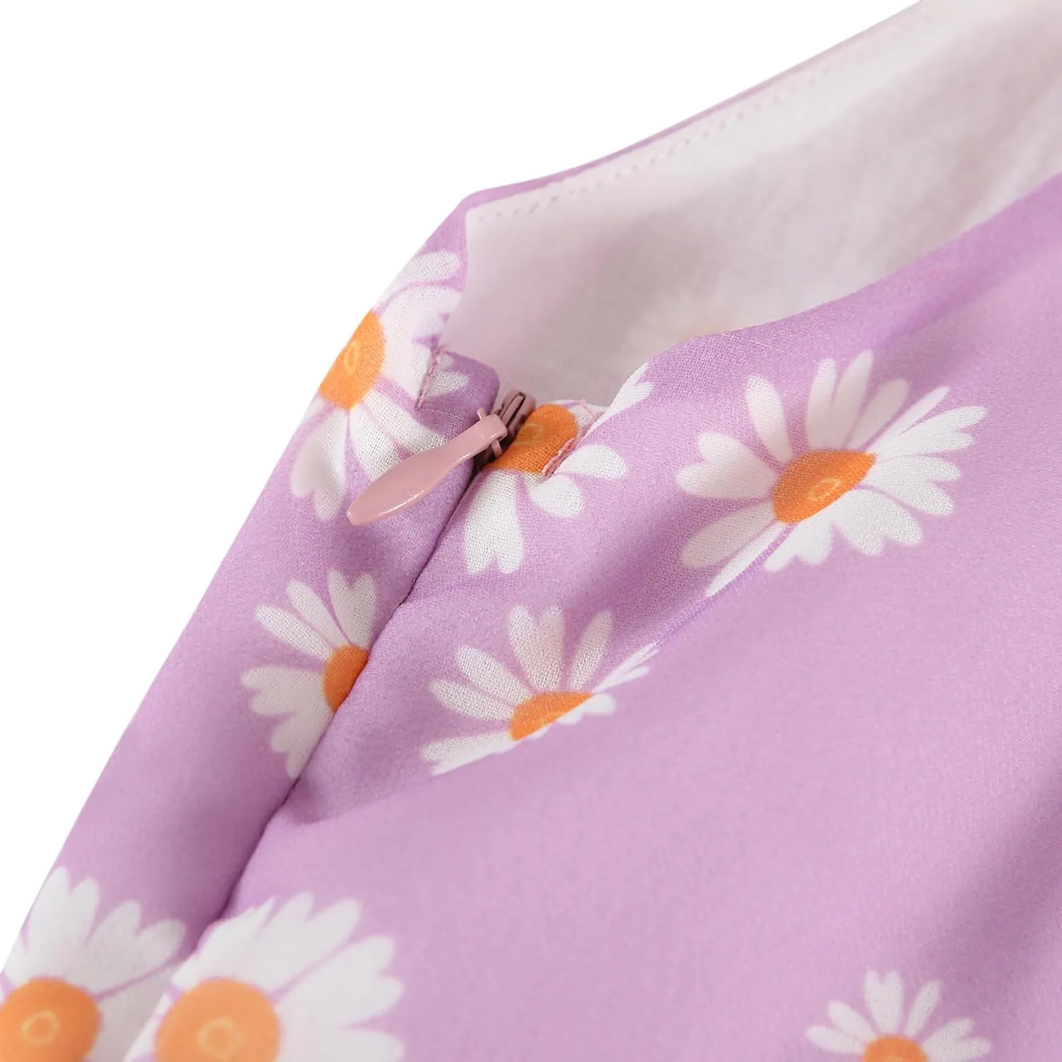 Flofallzique Floral Girls' Dress Summer Ruffle Sleeve Tie Back Casual Boho Sundress for Birtrhday Tea Party