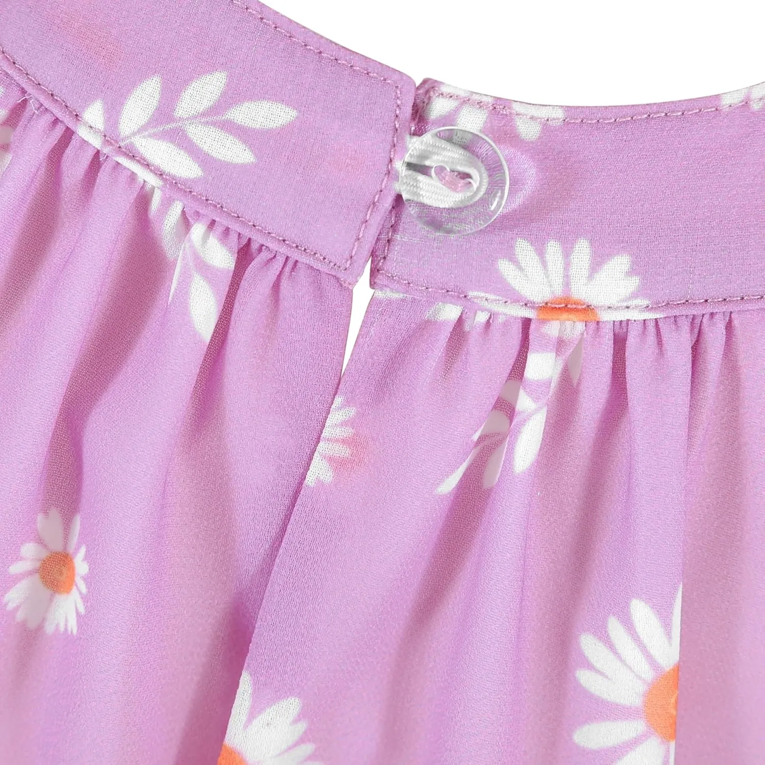 Flofallzique Floral Girls' Dress Summer Ruffle Sleeve Tie Back Casual Boho Sundress for Birtrhday Tea Party