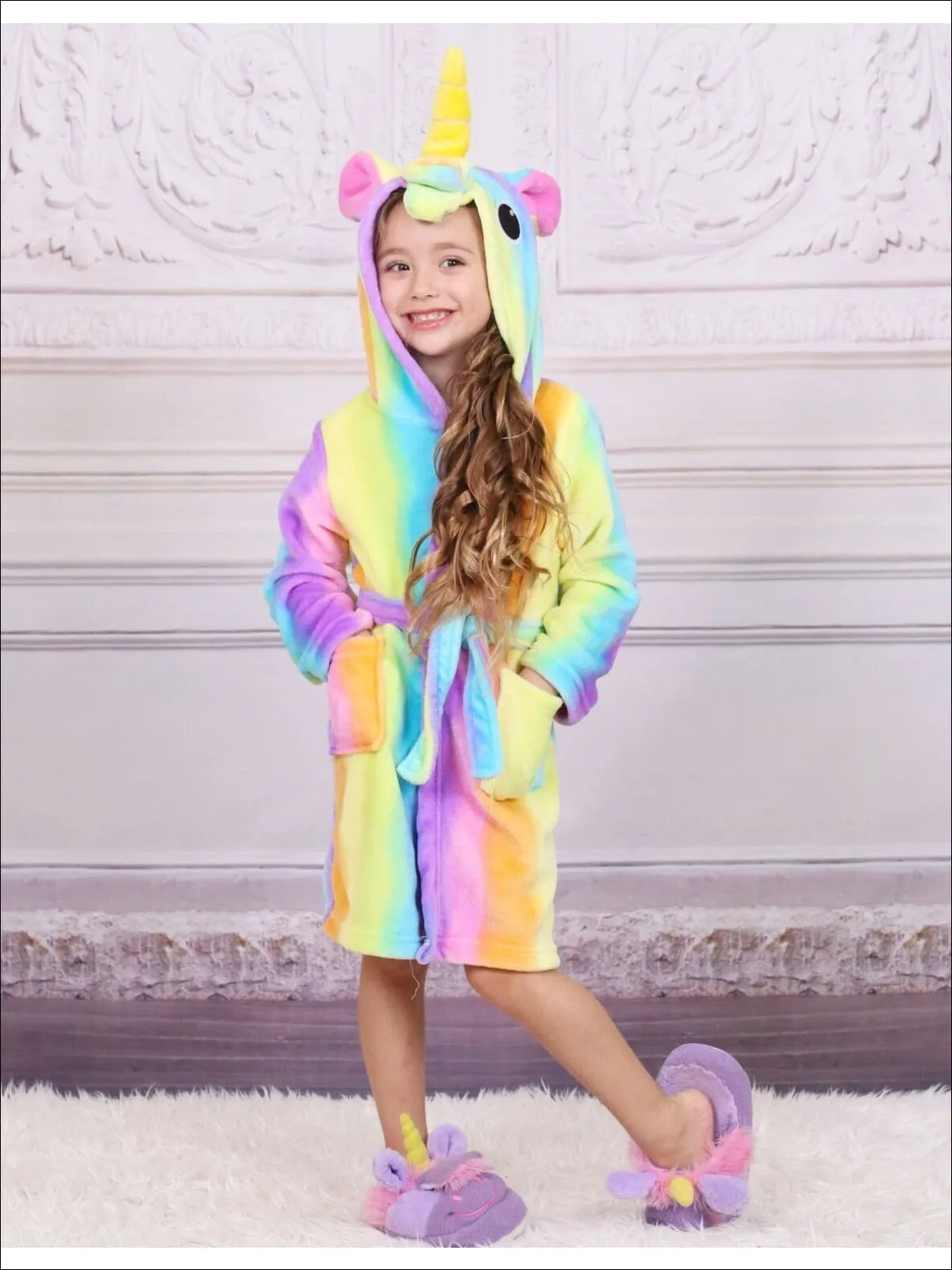 Girls Rainbow Unicorn Bathrobe