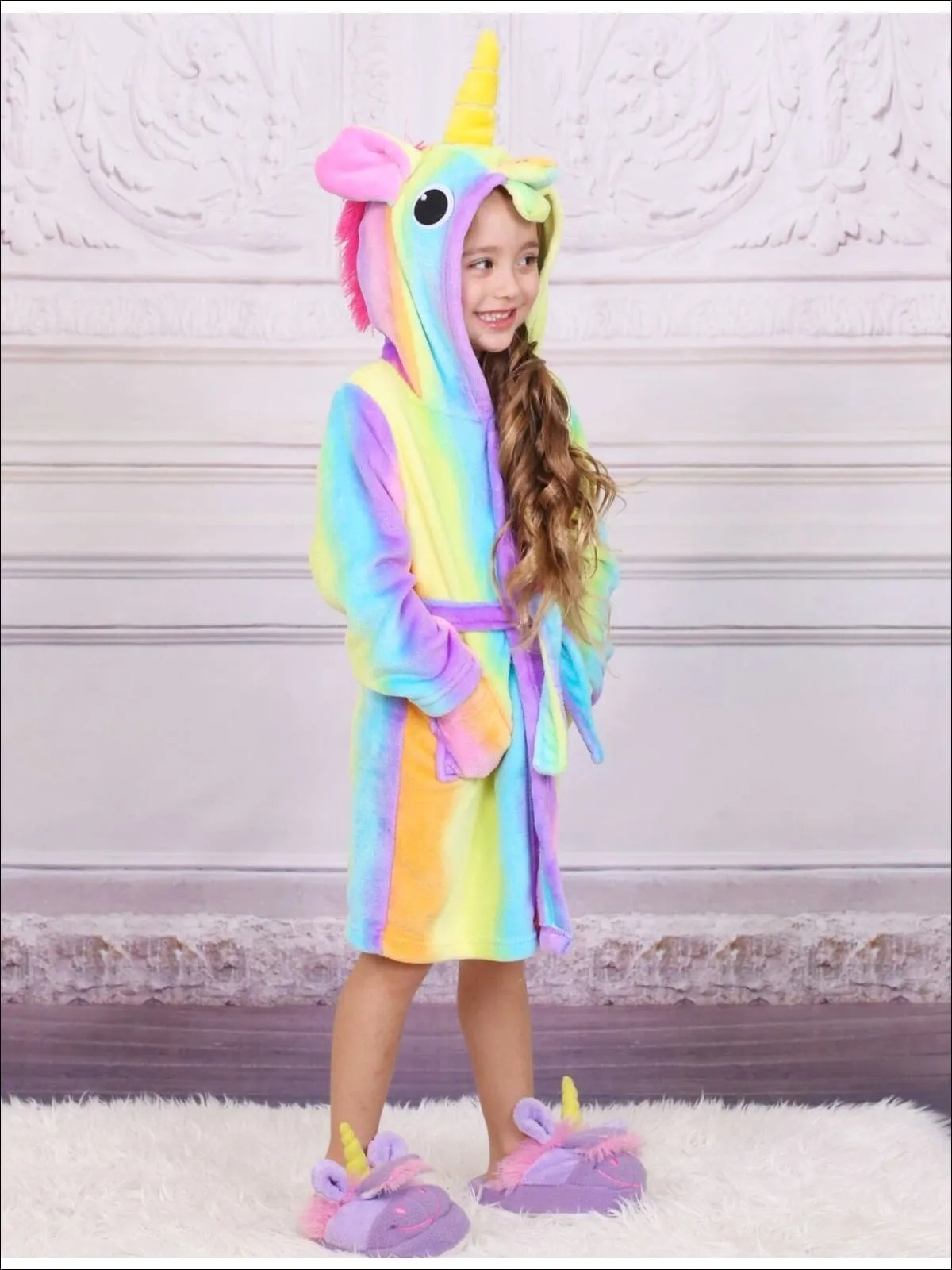 Girls Rainbow Unicorn Bathrobe