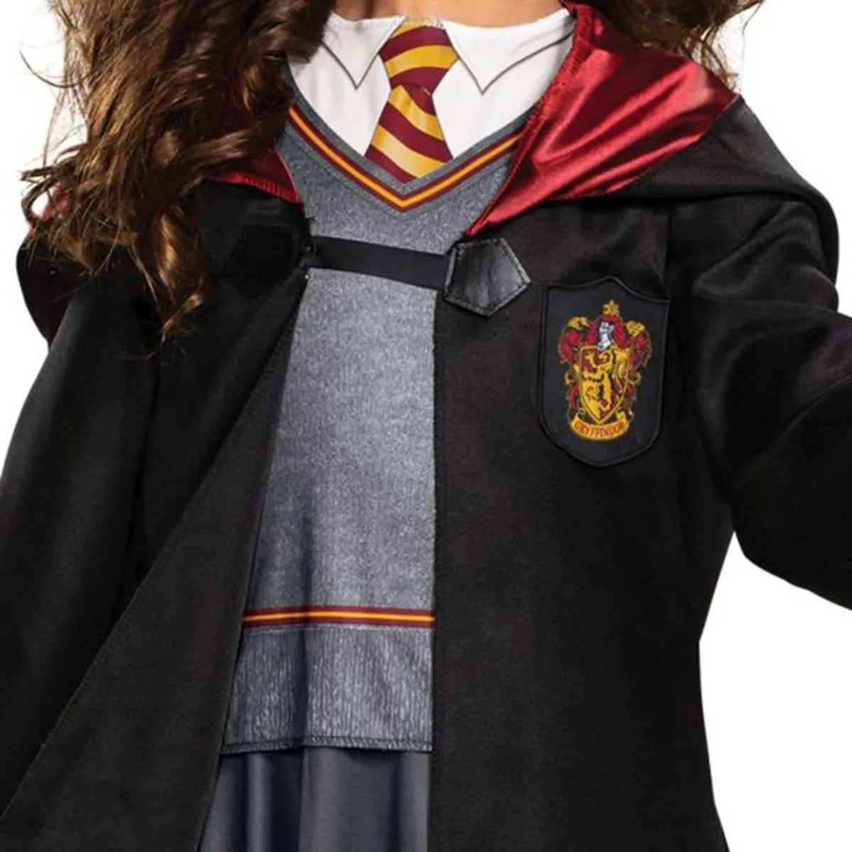 Harry Potter Hermione Granger Robe Costume for Kids, Black and Red Satin Robe