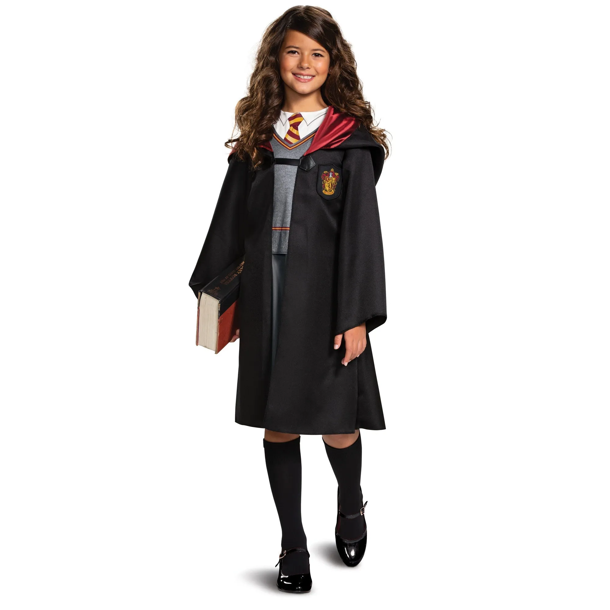 Harry Potter Hermione Granger Robe Costume for Kids, Black and Red Satin Robe
