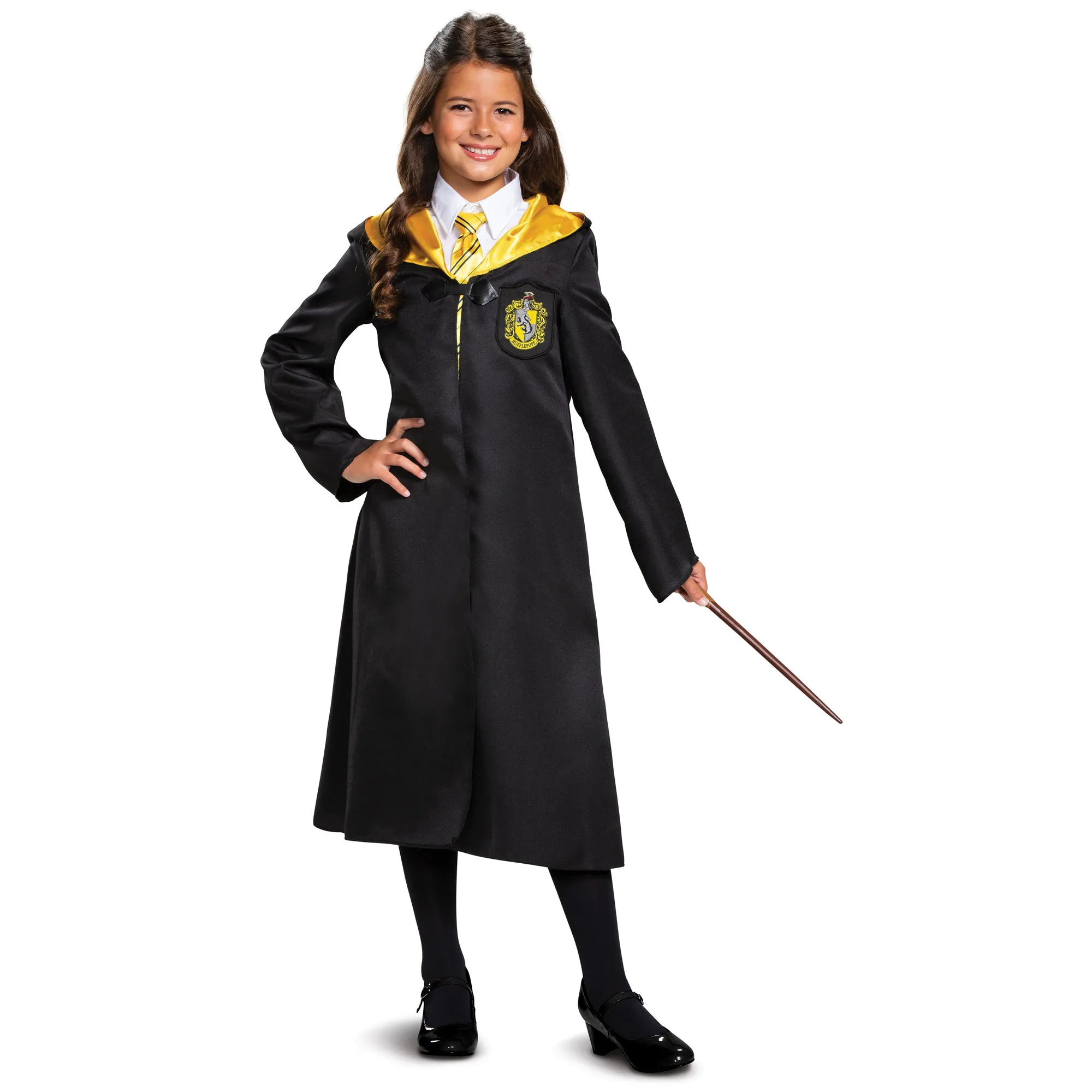 Harry Potter Hufflepuff Robe Costume for Kids, Black and Yellow Robe