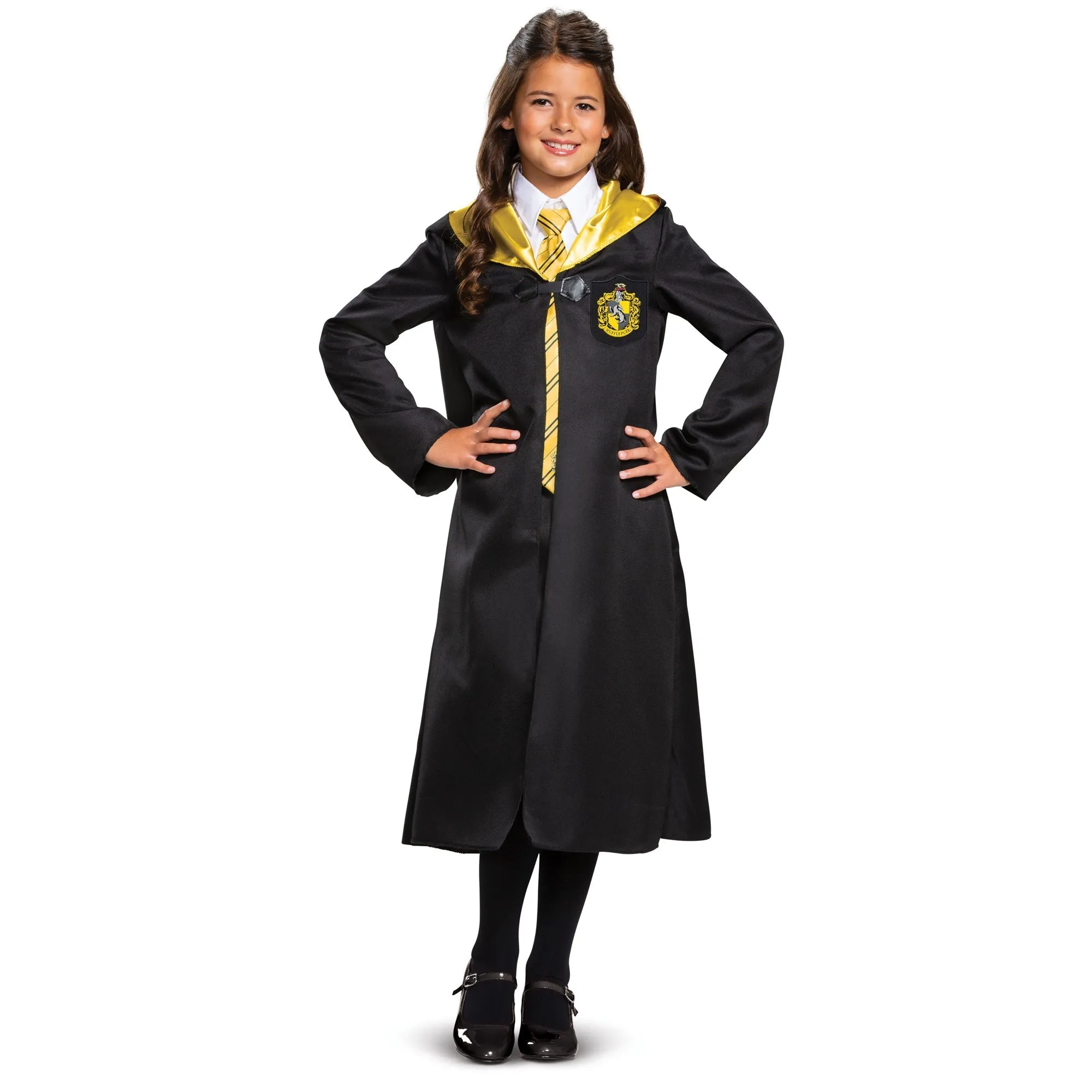 Harry Potter Hufflepuff Robe Costume for Kids, Black and Yellow Robe