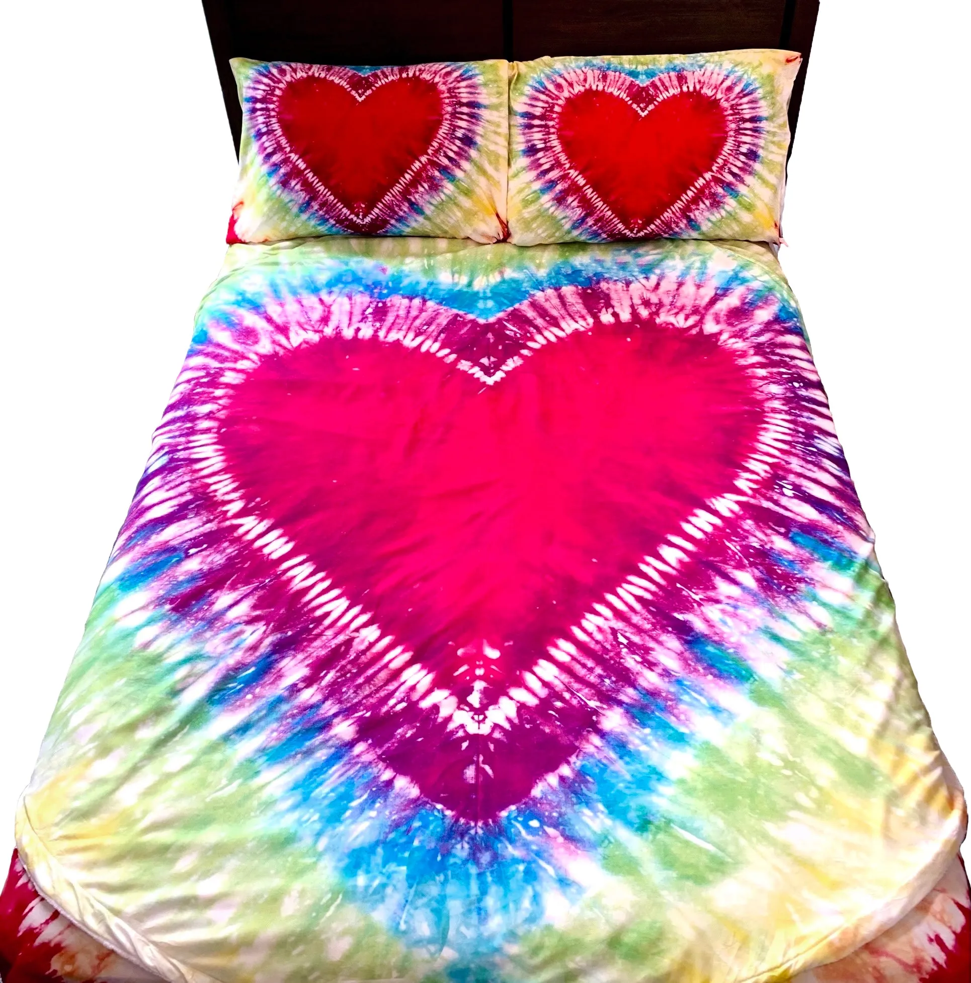 Heart Tie Dye 5 PC Kids Full Bed Set With Round Comforter