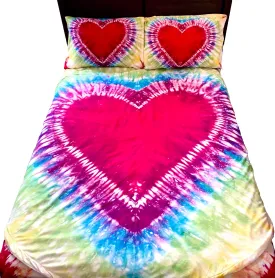 Heart Tie Dye 5 PC Kids Full Bed Set With Round Comforter