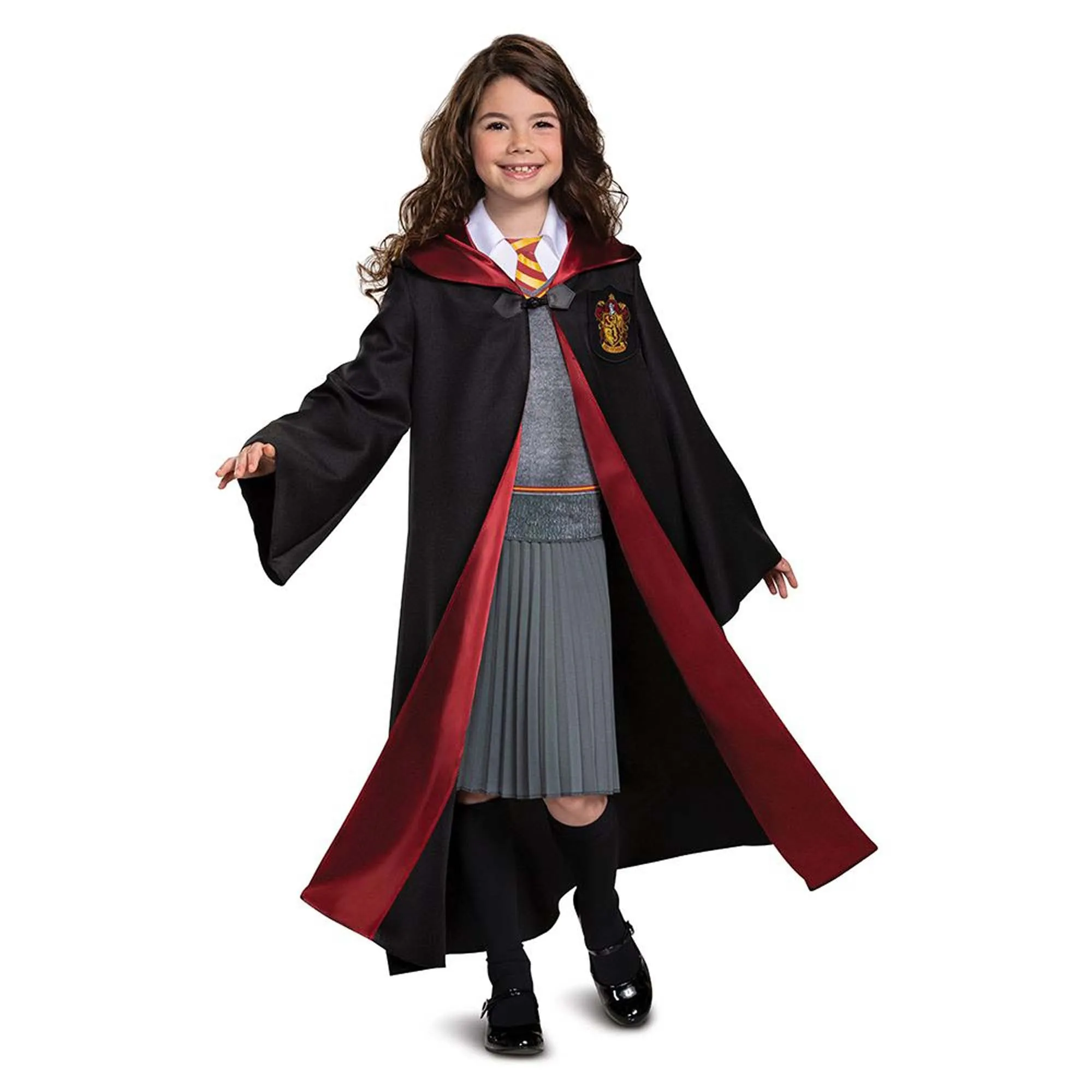 Hermione Granger Deluxe Costume for Kids, Harry Potter, Black and Red Robe with Dress
