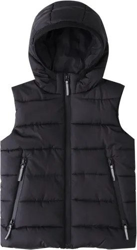 Hiheart Boys Girls Zip-up Fleece Lined Cotton Padded Vest with Hood