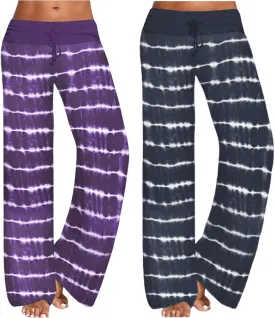 iniber Women's Comfy Pajama Pants Long Casual Drawstring Palazzo Lounge Pants Soft Wide Leg Bottoms